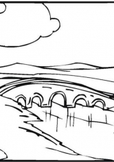 Раскраска Мост через реку