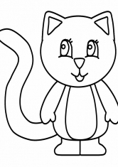 Раскраска Кошка с большим хвостом