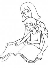 Раскраска Ребёнок учится читать