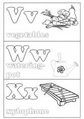 Раскраска Английские буквы V W X
