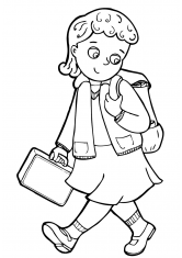 Раскраска Девочка с портфелем