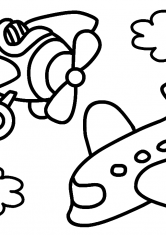 Раскраска Два самолета в небе