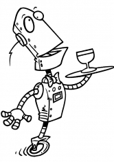 Раскраска Робот официант