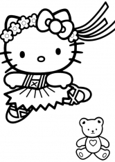 Раскраска Hello Kitty с венком