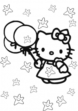 Раскраска Hello Kitty и звёзды