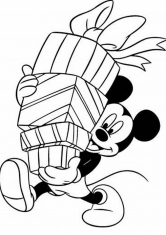 Раскраска Микки Маус и подарки
