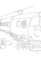 Раскраска Машинист ведёт свой состав