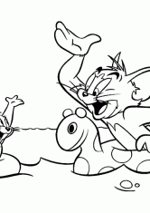 Раскраска Том и Джерри на море