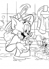 Раскраска Том и Джерри купаются