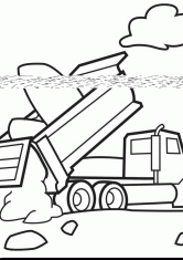 Раскраска Разгрузка грузовика