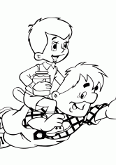 Раскраска Карлсон и малыш