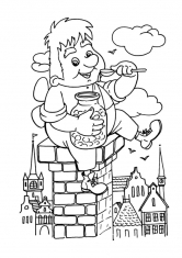 Раскраска Карлсон ест варенье