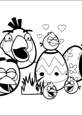 Раскраска Злые птички и пасхальные яйца