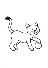 Раскраска Кошка играет с мячом