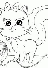 Раскраска Котёнок и клубок