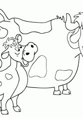 Раскраска Корова Мурка и теленок