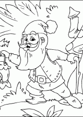 Раскраска Гном в сказочном лесу