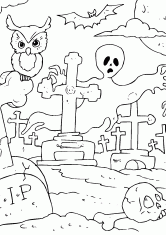 Раскраска Кладбище с призраками