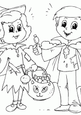 Раскраска Дети и Хэллоуин
