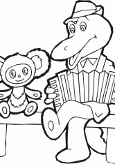 Раскраска Гена и Чебурашка