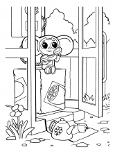 Раскраска Чебурашка разговаривает по телефону