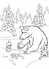 Раскраска Маша ищет следы
