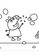 Раскраска Пеппа и Джордж пускают пузыри
